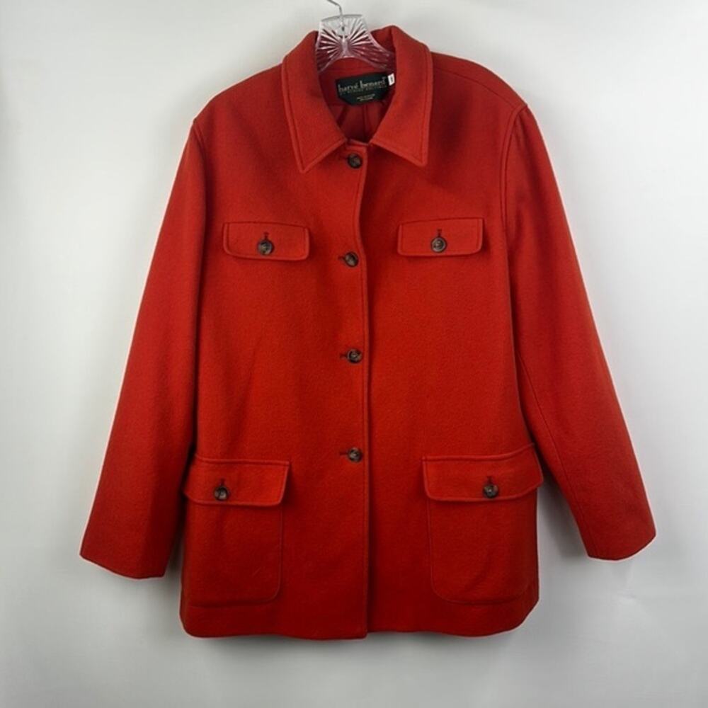 Harve Bernard Women's Wool Blend‎ Jacket Shacket Long Sleeves Orange Size 16